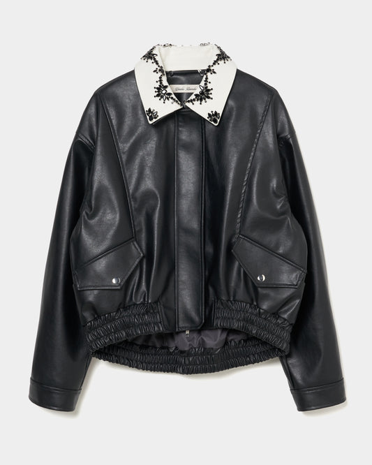 crystal bijou collar 2WAY blouson【Delivery in January 2026】
