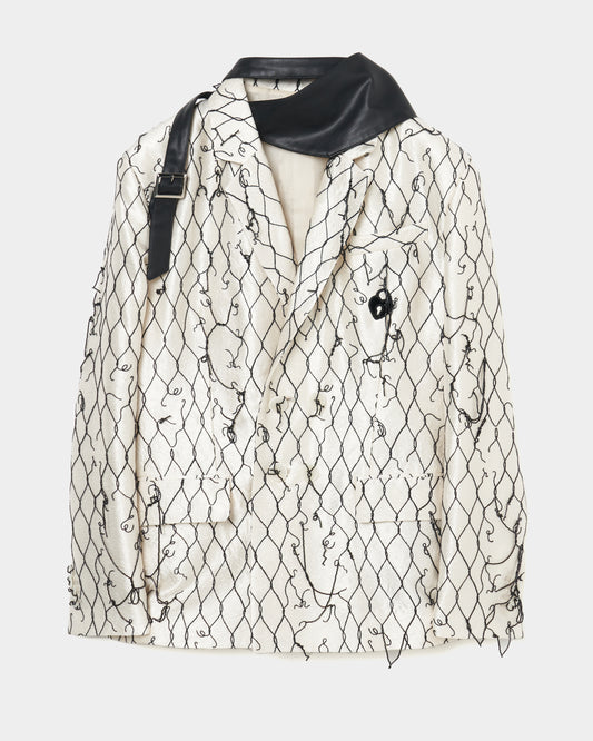 damaged fence beads embroidery jacket【Delivery in February 2026】