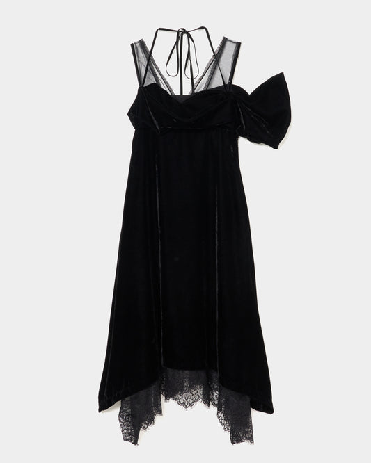 dropped shoulder velour cami dress【stock】