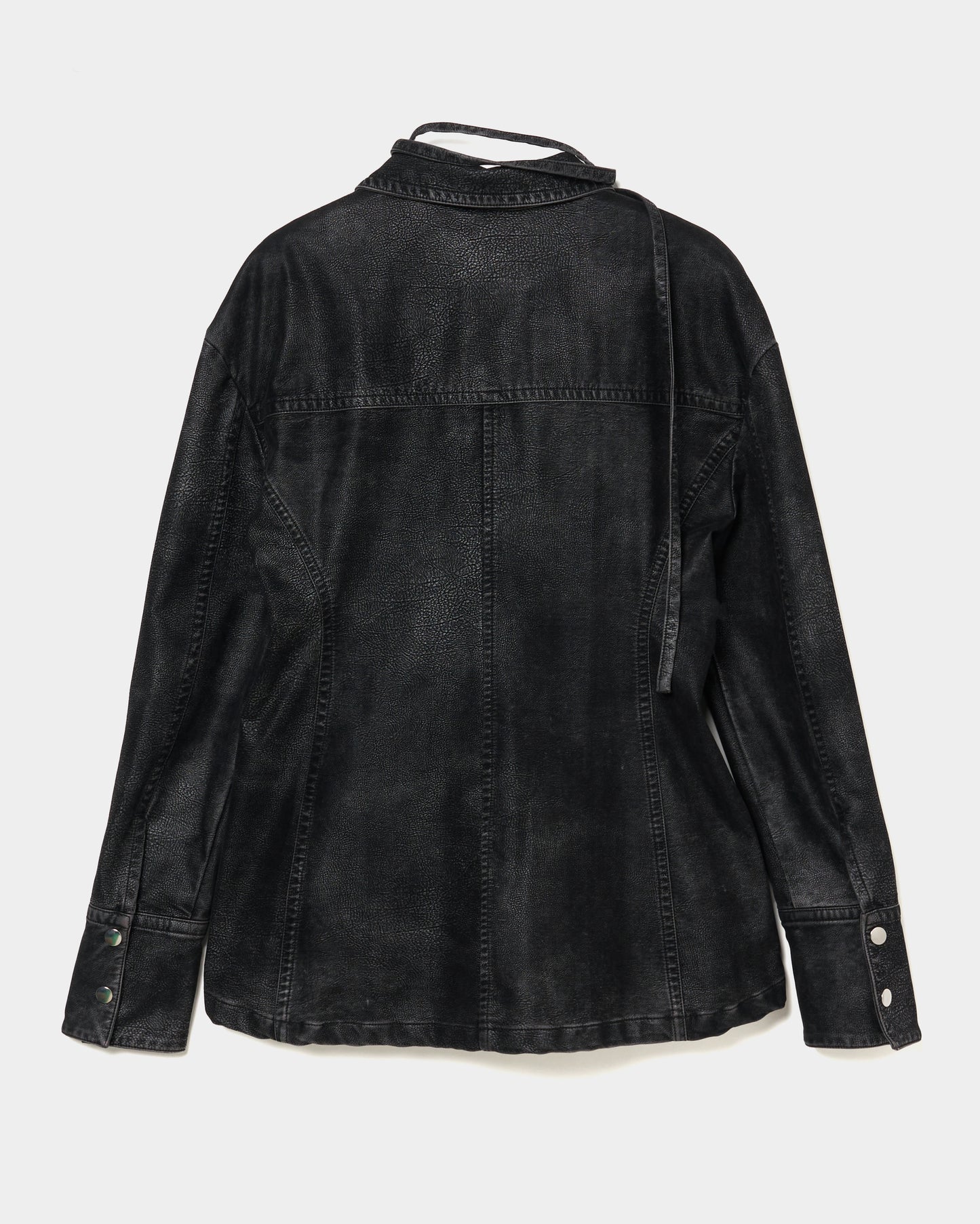 fade leather hook shirt jacket Black【Delivery in August 2025】