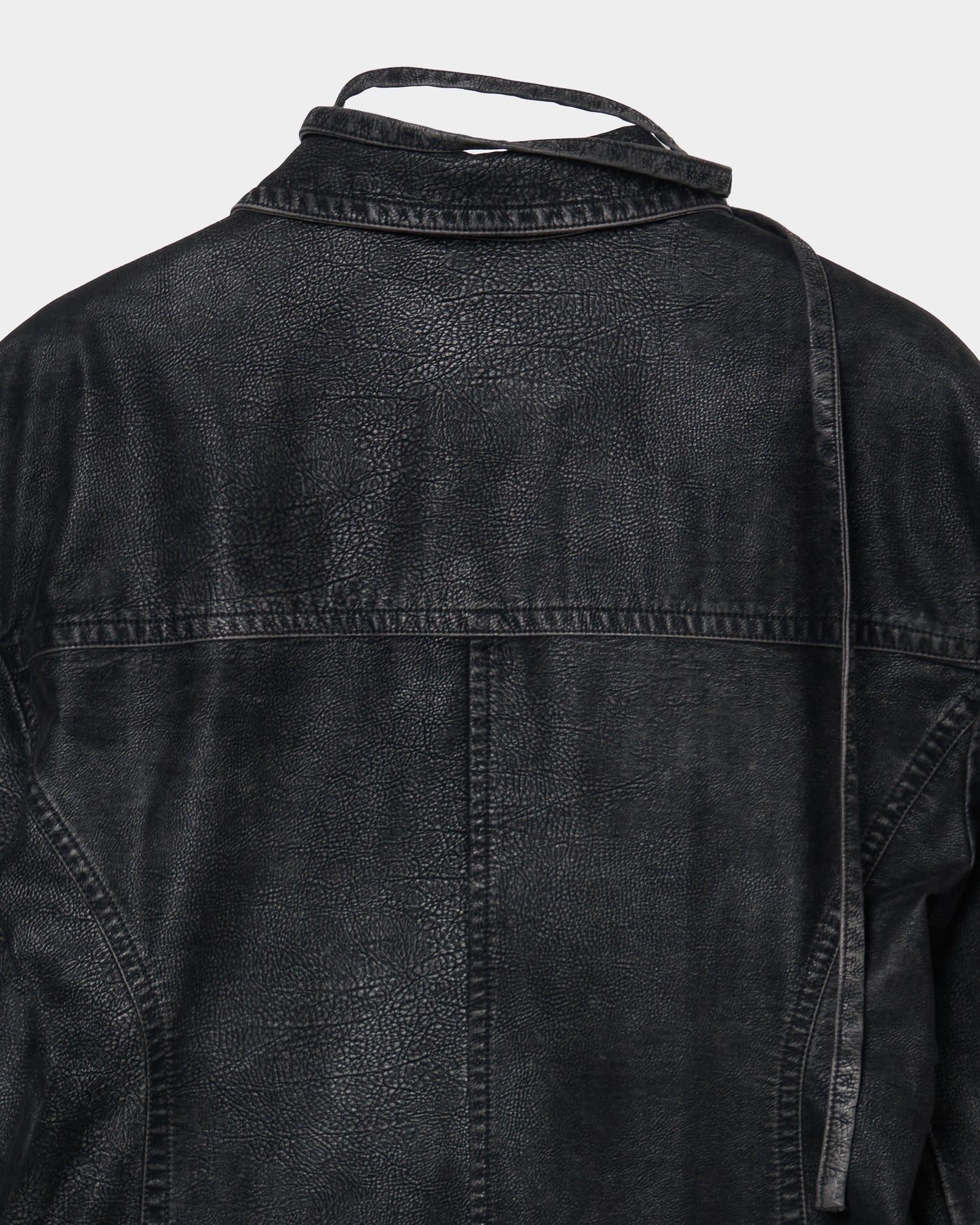 fade leather hook shirt jacket Black【Delivery in August 2025】