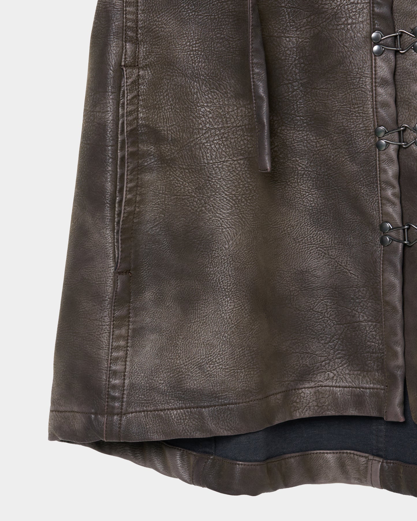fade leather hook shirt jacket Charcoal brown【stock】