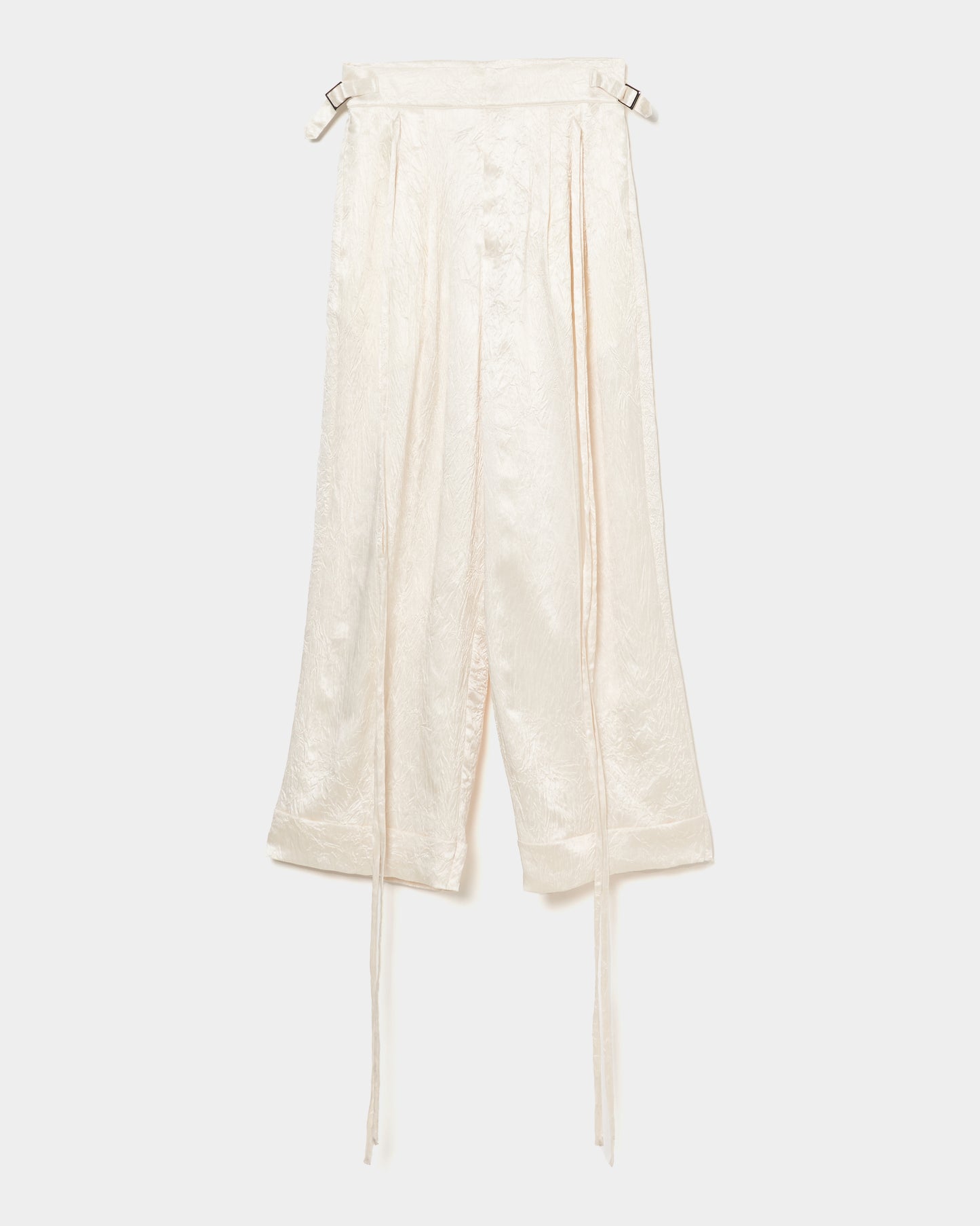 double long ribbon satin pants Ivory【stock】