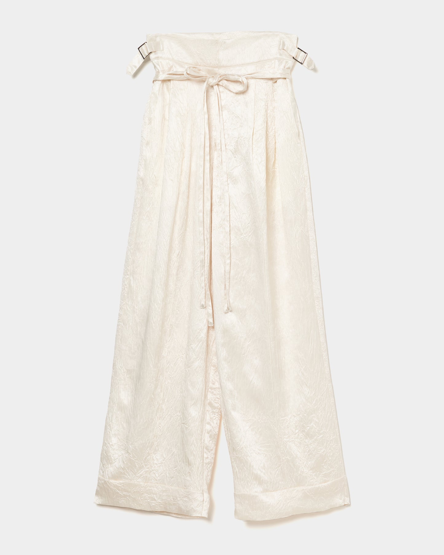double long ribbon satin pants Ivory【stock】