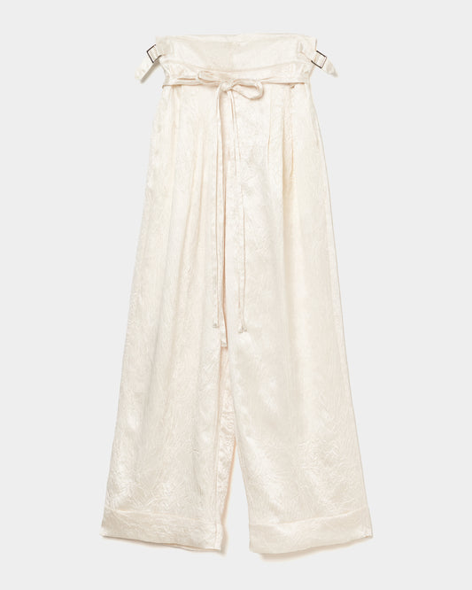 double long ribbon satin pants Ivory【stock】