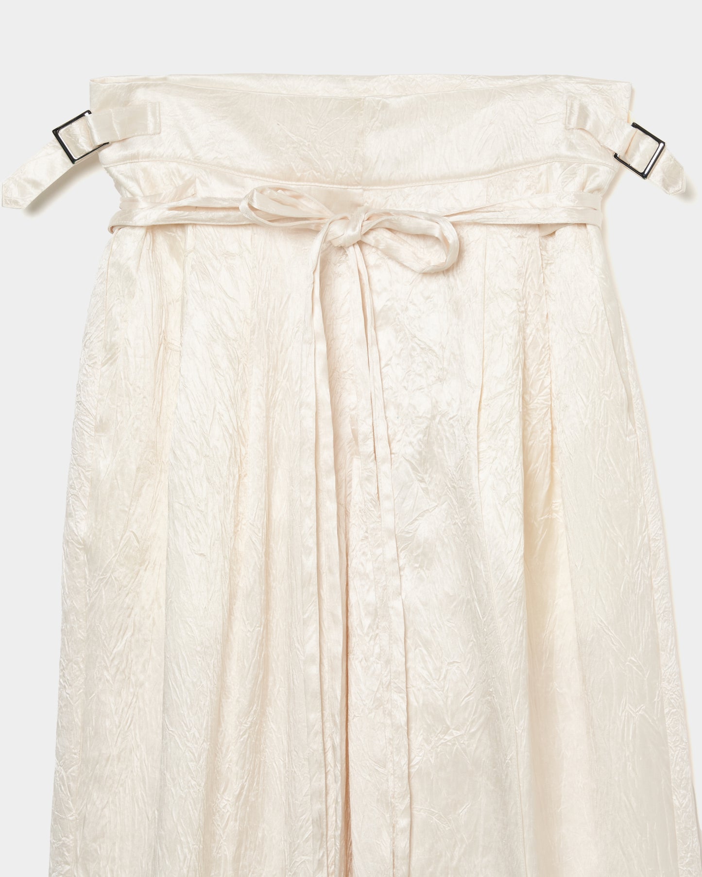 double long ribbon satin pants Ivory【stock】