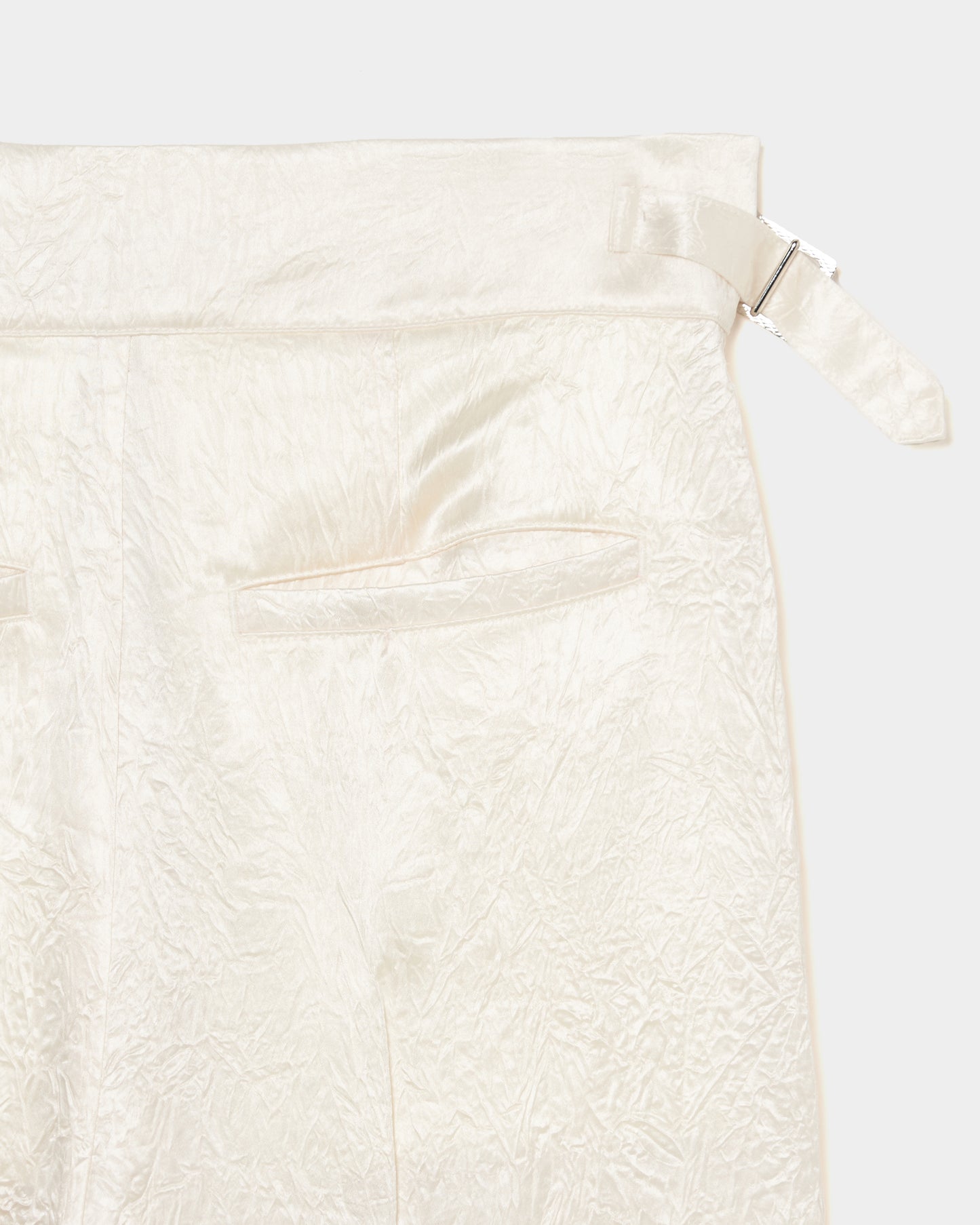 double long ribbon satin pants Ivory【stock】