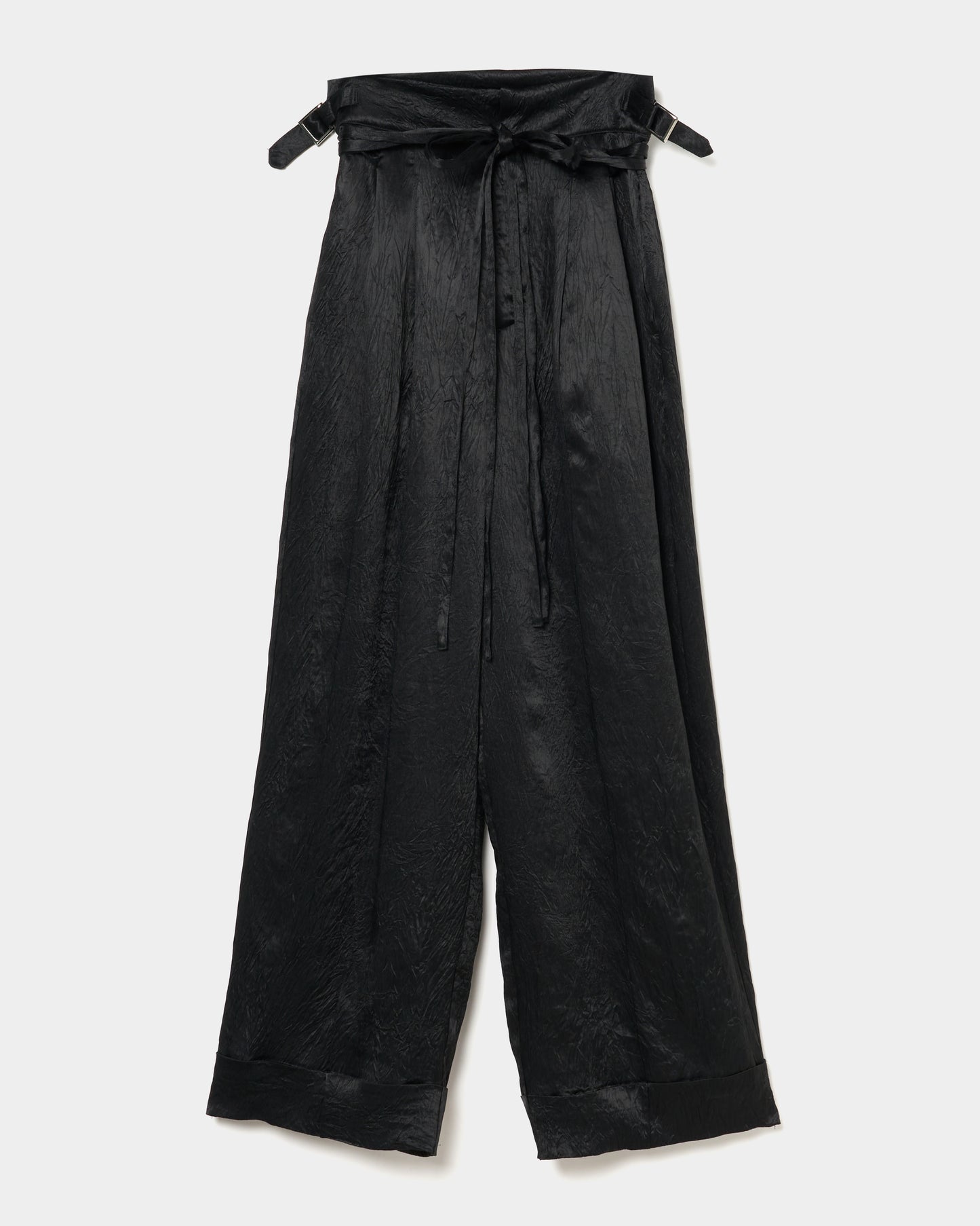 double long ribbon satin pants Black【Delivery in July 2025】