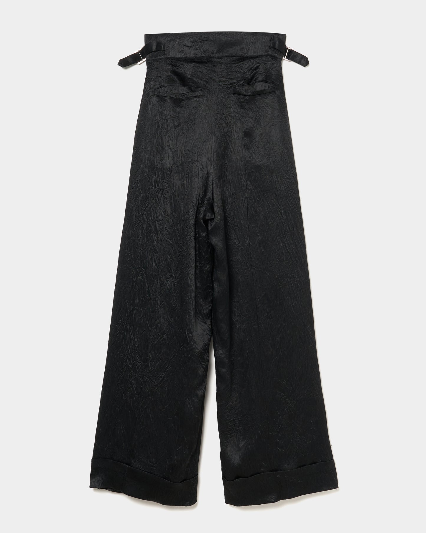 double long ribbon satin pants Black【Delivery in July 2025】