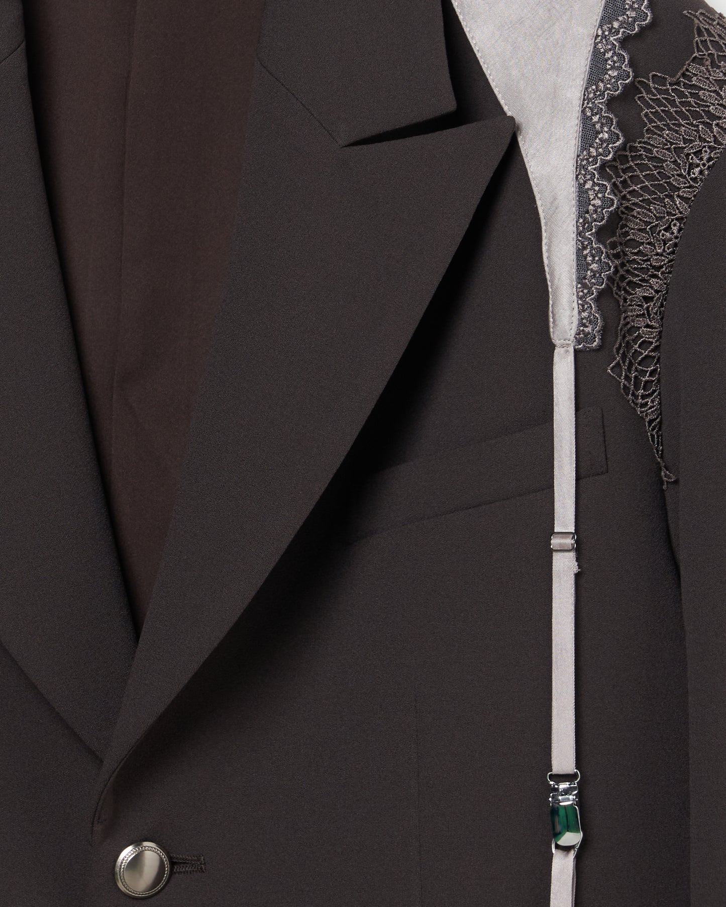 garter collar peaked lapel jacket Charcoal brown【Delivery inJuly 2025】