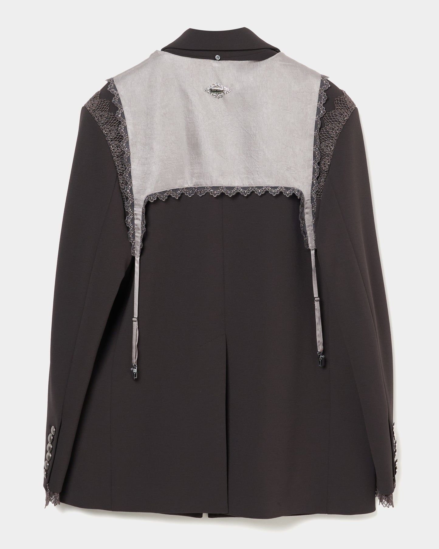 garter collar peaked lapel jacket Charcoal brown【Delivery inJuly 2025】