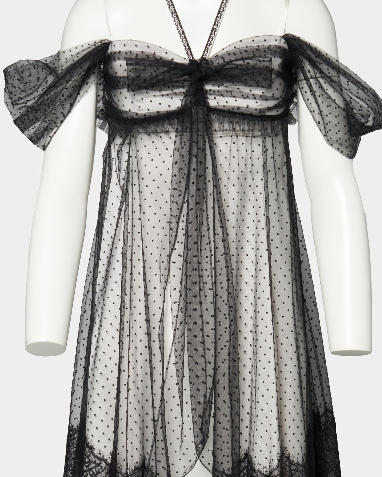 back ribbon dot tulle dress【Delivery in February 2026】