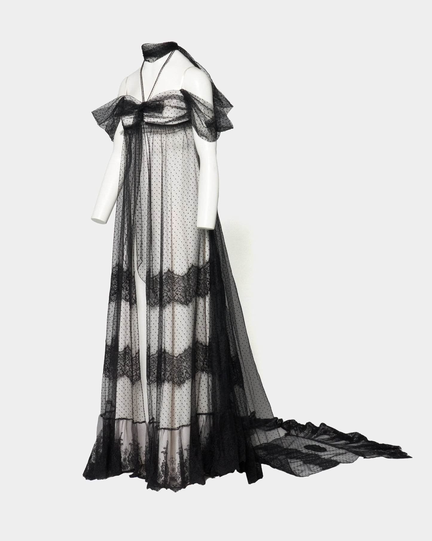 back ribbon dot tulle dress【Delivery in February 2026】