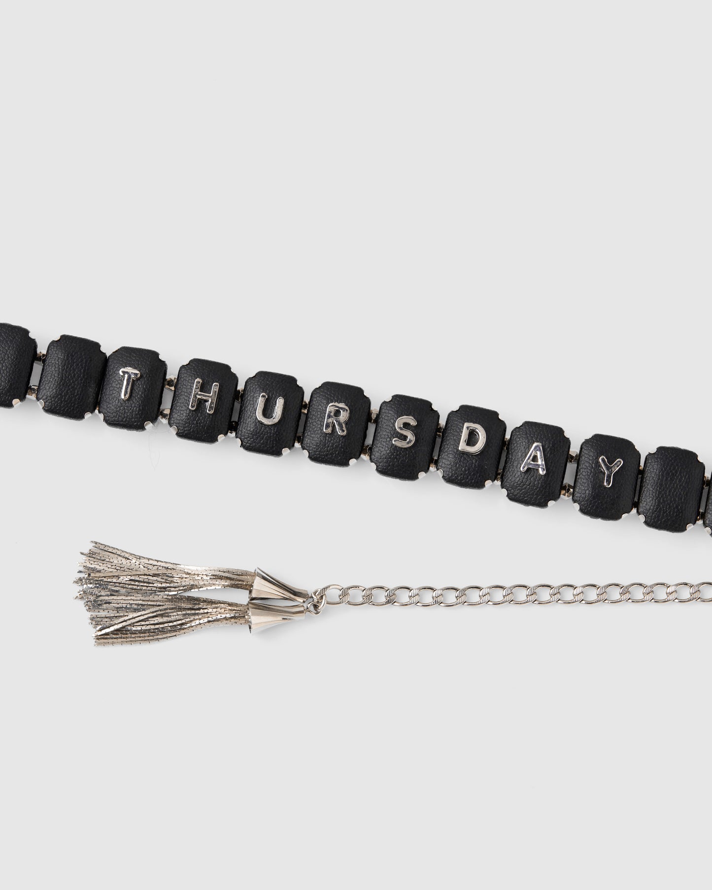 black leather bijou initial chain necklace【Delivery in November 2025】