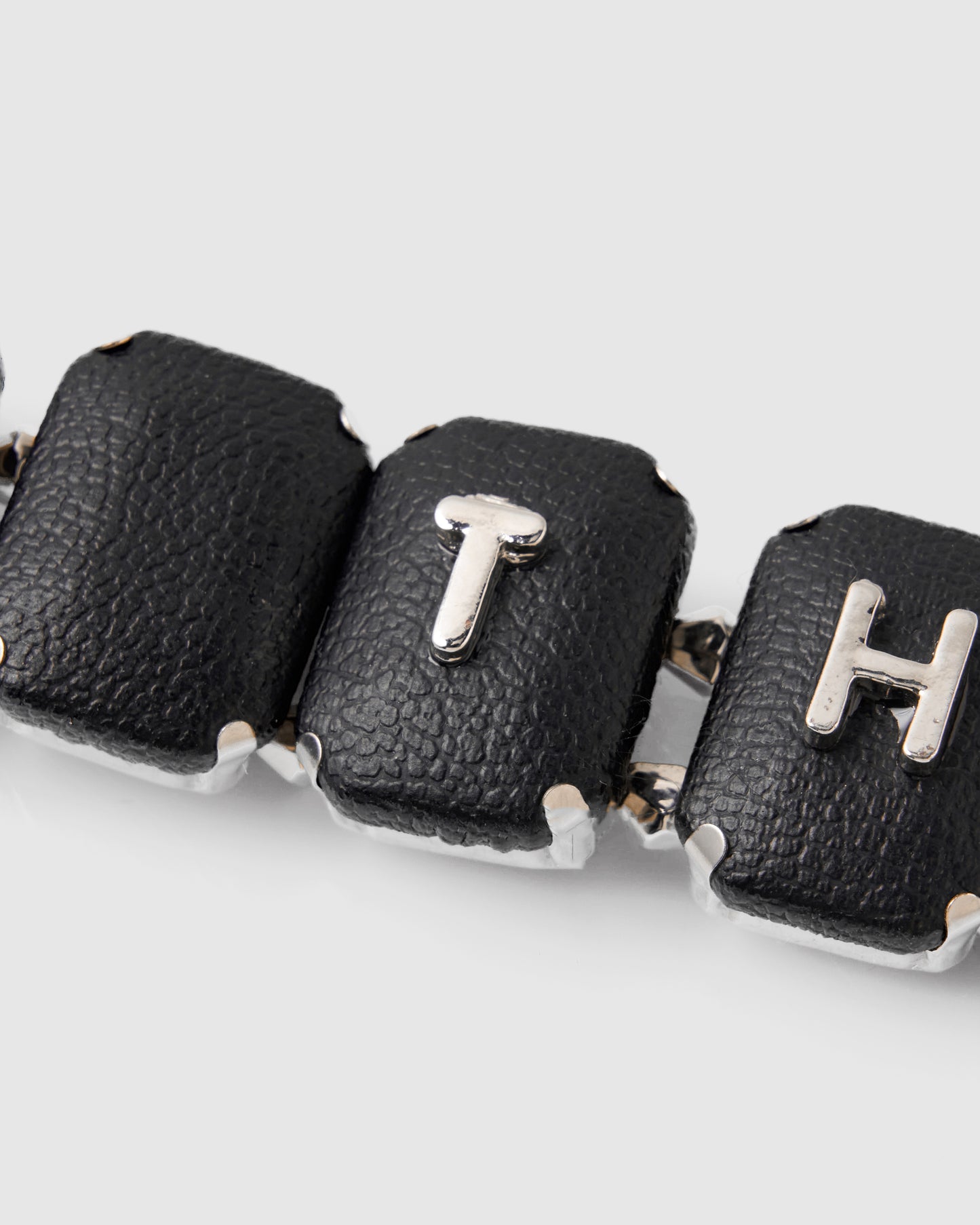 black leather bijou initial chain necklace【Delivery in November 2025】