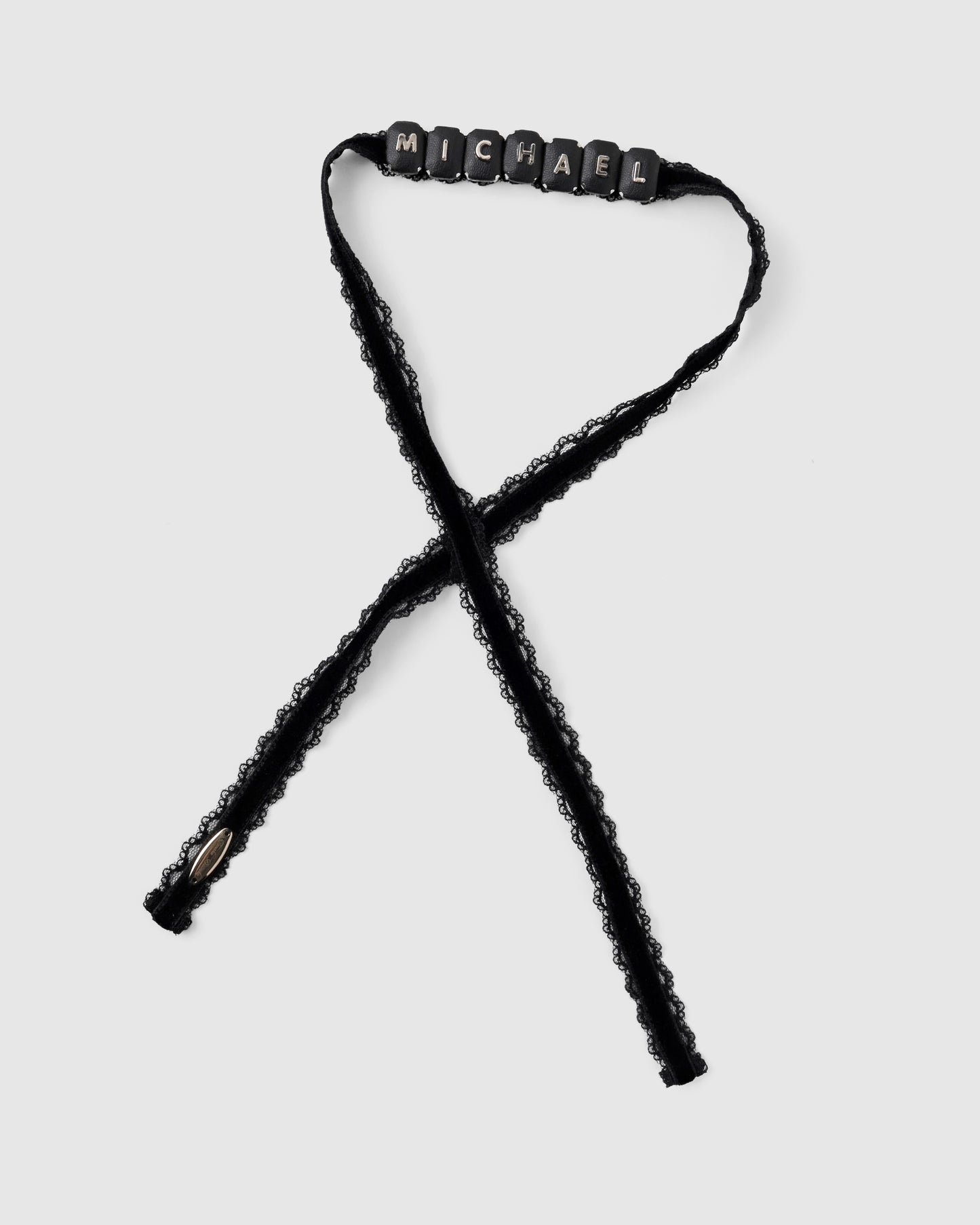 black leather bijou initial lace choker【Delivery in November 2025】