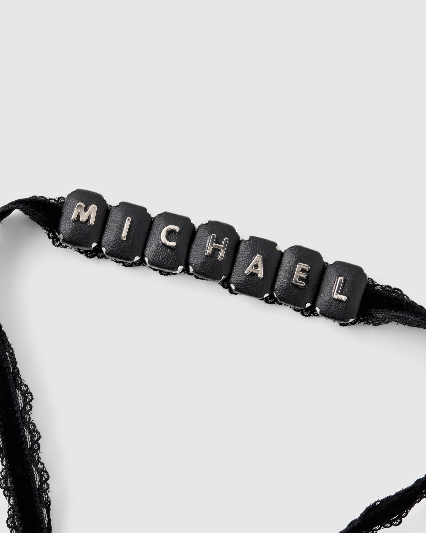 black leather bijou initial lace choker【Delivery in November 2025】