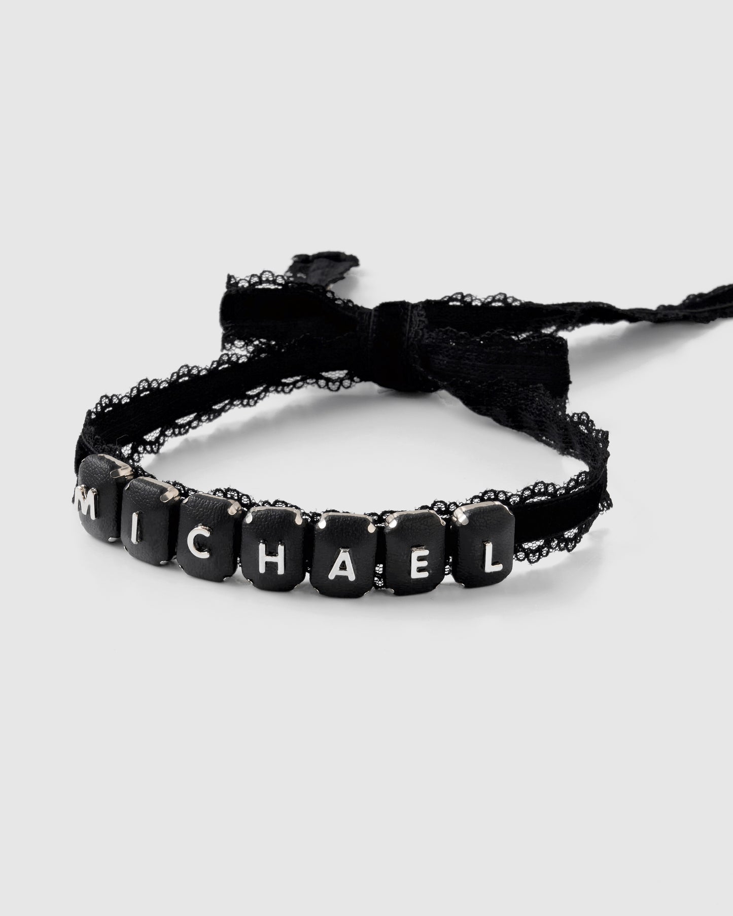 black leather bijou initial lace choker【Delivery in November 2025】
