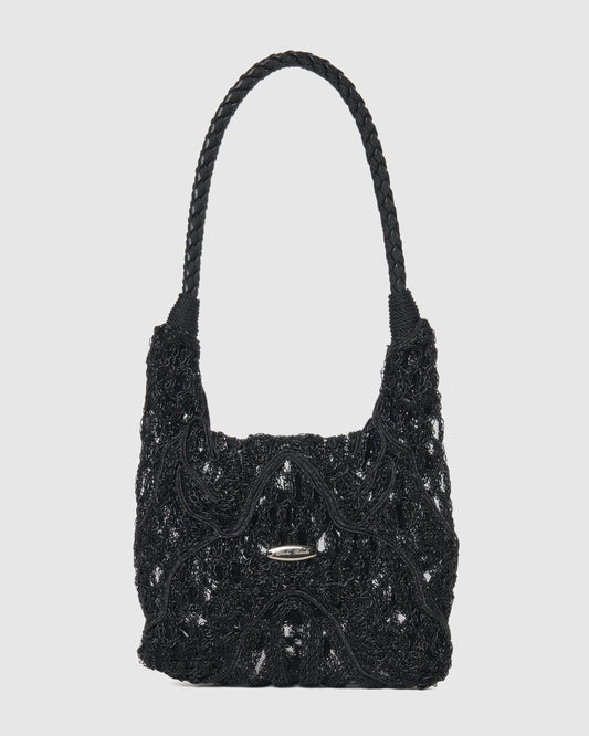 Black scale braid embroidery mini bag【Delivery in November 2025】