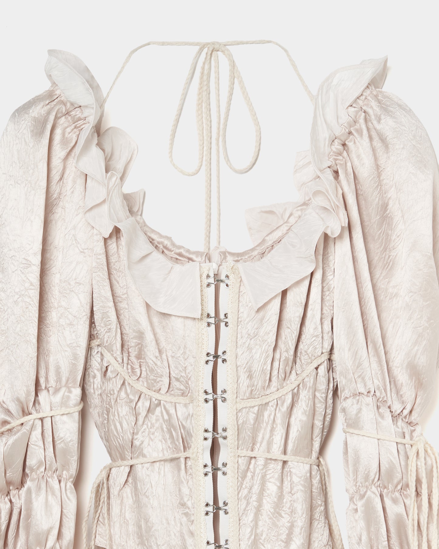 front hook ribbon satin blouse Beige【Delivery in July 2025】