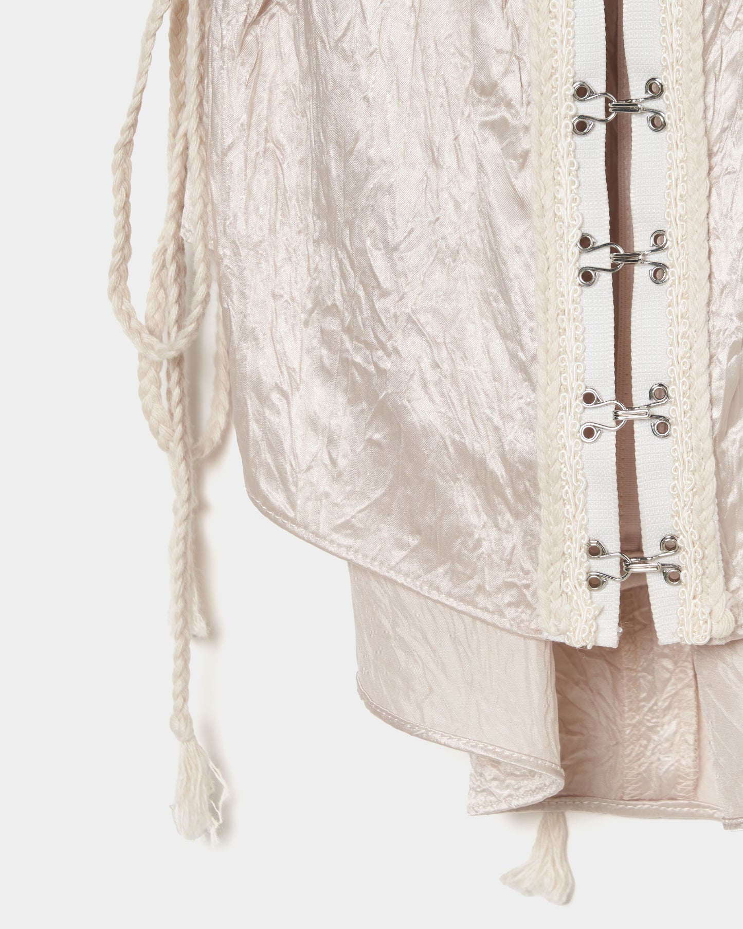 front hook ribbon satin blouse Beige【Delivery in July 2025】