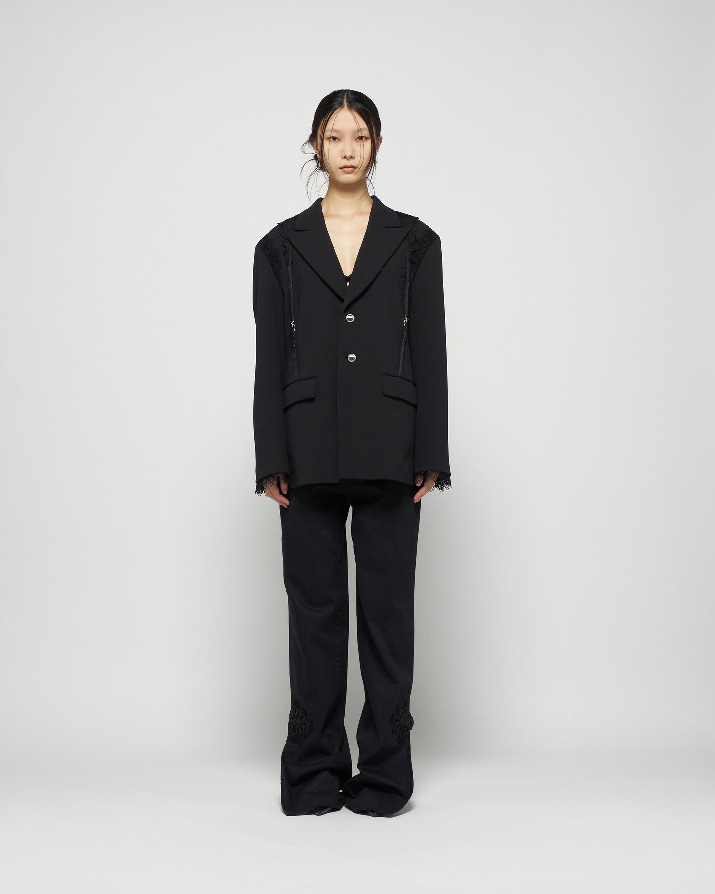 garter collar peaked lapel jacket Black【Delivery inJuly 2025】