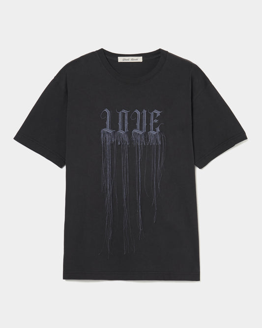 fringe LOVE pigment T-shirt Black【stock】