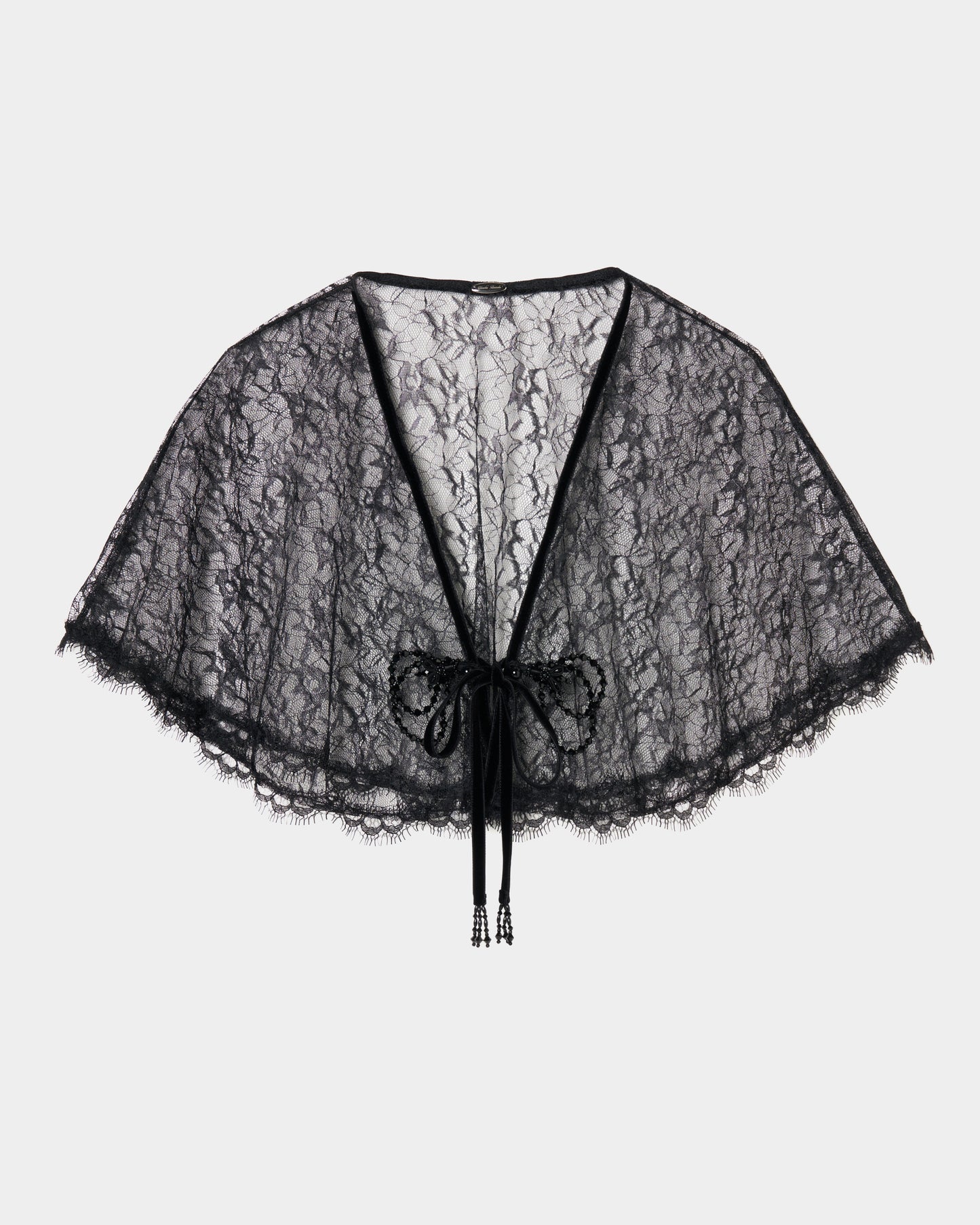 flower lace velvet ribbon cape Black【Delivery in November 2025】