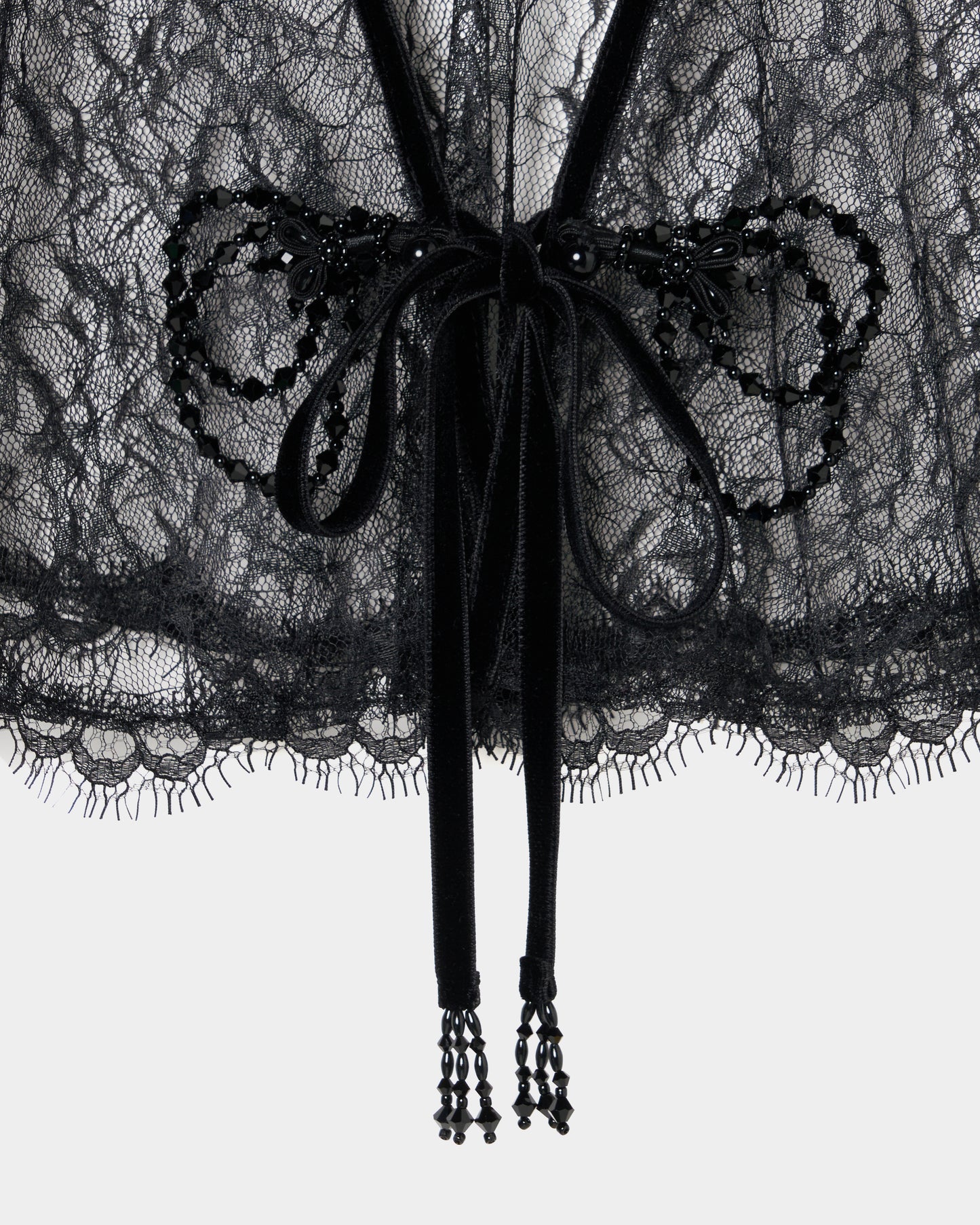 flower lace velvet ribbon cape Black【Delivery in November 2025】