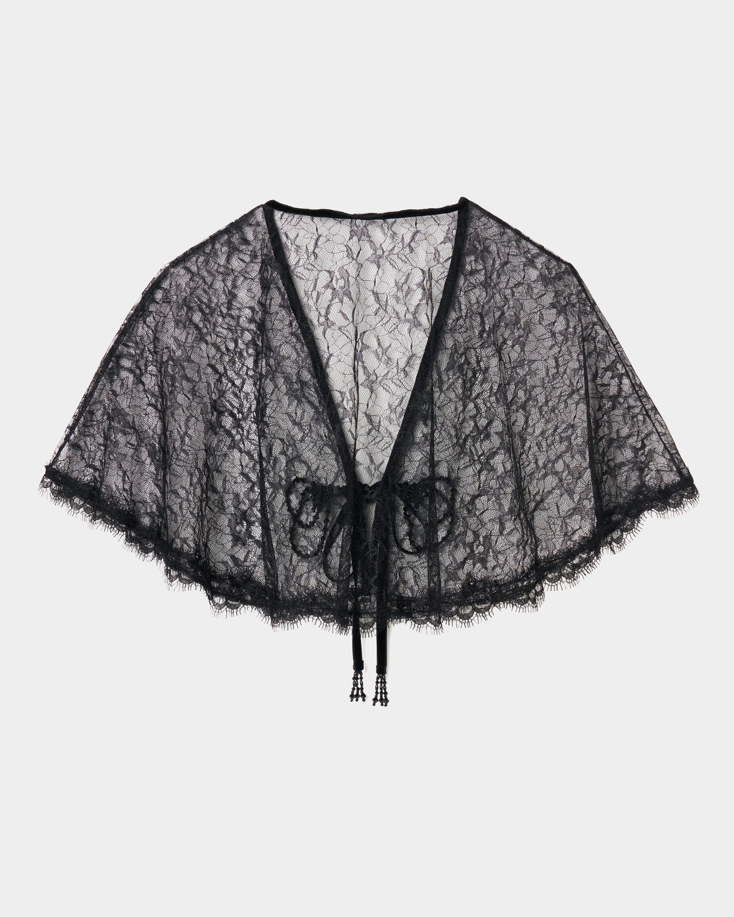flower lace velvet ribbon cape Black【Delivery in November 2025】