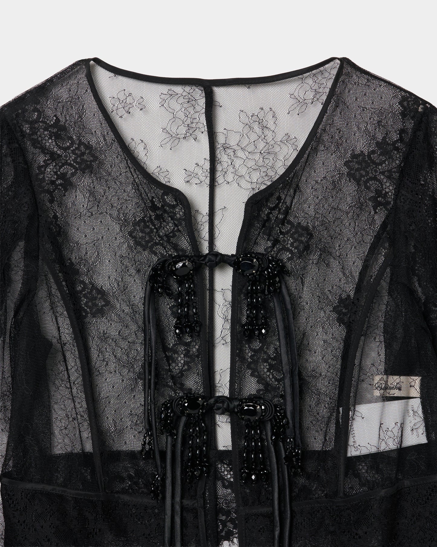 flower lace bijou china button long cardigan【Delivery in October 2025】