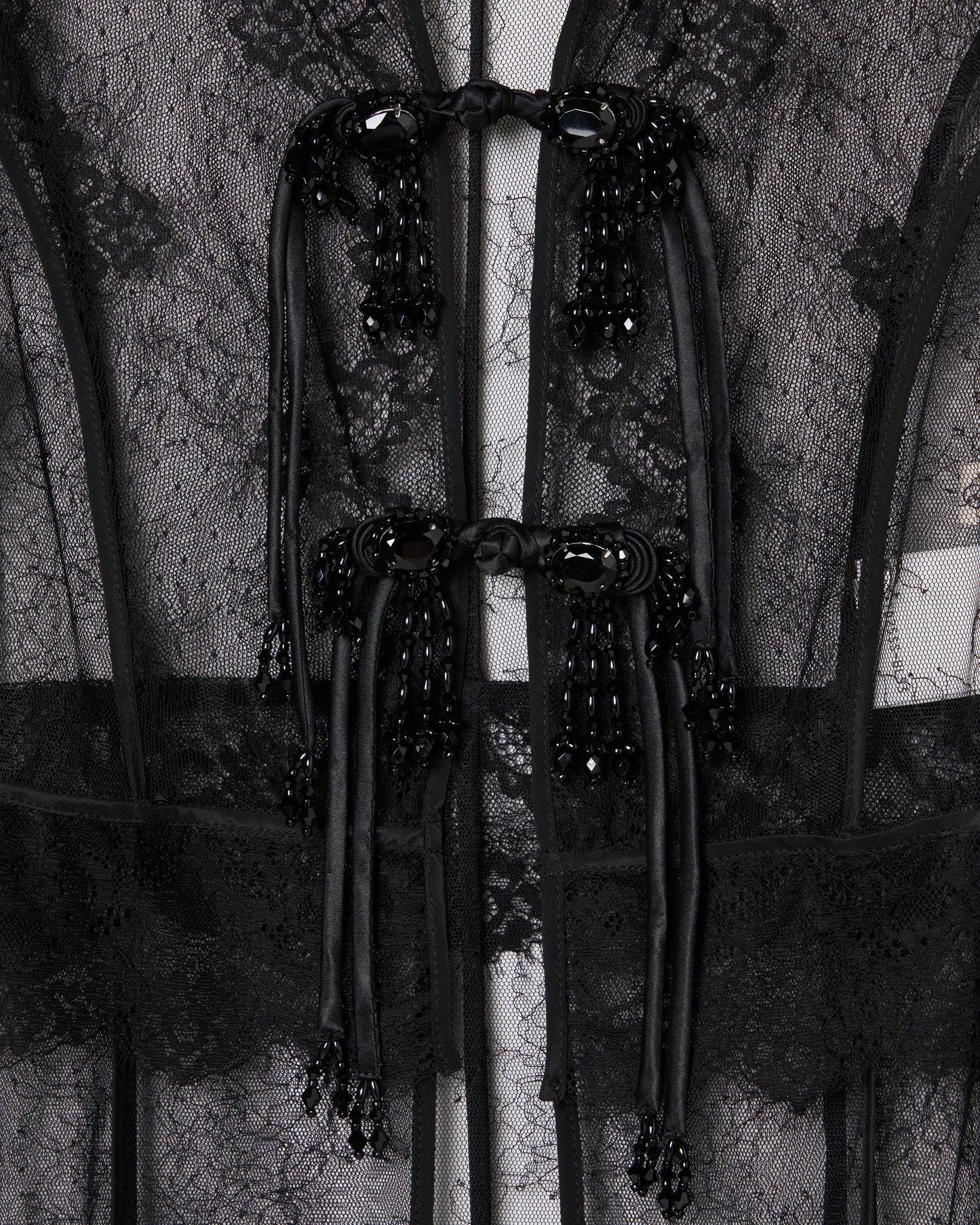flower lace bijou china button long cardigan【Delivery in October 2025】