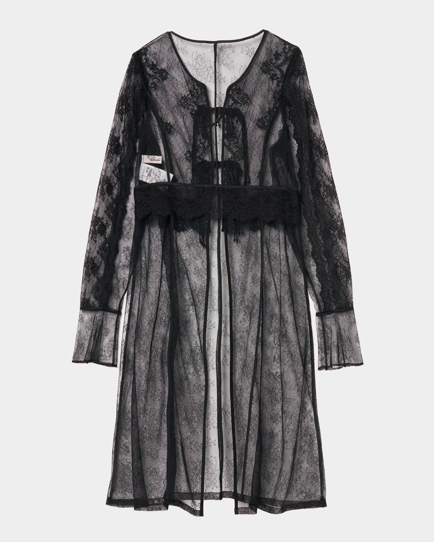 flower lace bijou china button long cardigan【Delivery in October 2025】