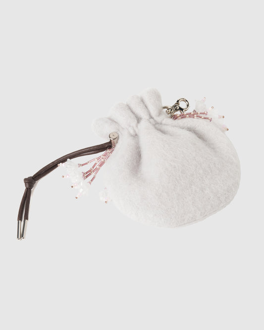 flower beads fluffy mini kinchaku bag【Delivery in November 2025】