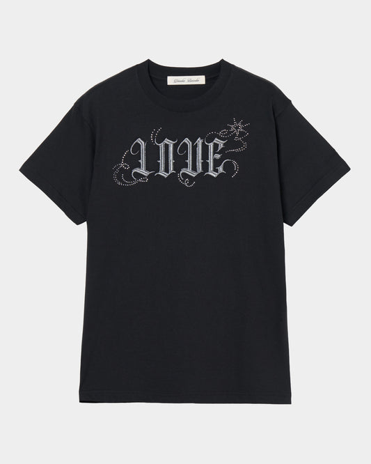 LOVE sparkle T-shirt Black × Silver【stock】