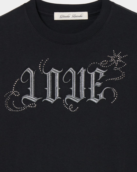 LOVE sparkle T-shirt Black × Silver【stock】