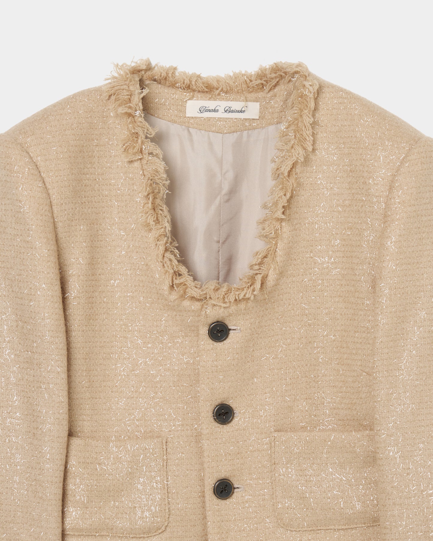 U neck fringe tweed jacket【Delivery in March 2026】