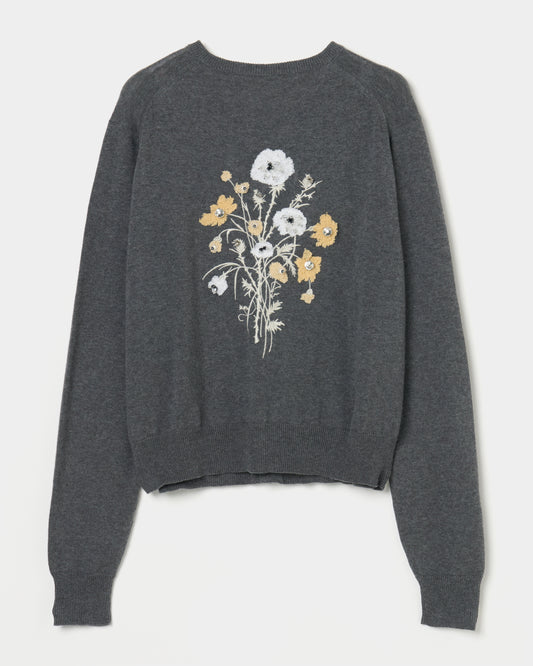wild bloom beads embroidery cardigan Heather gray【Delivery in February 2026】