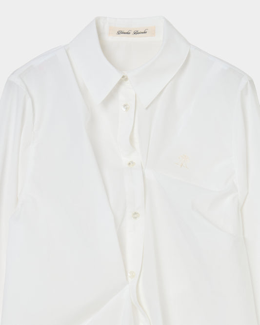 wave tuck lumen embroidery shirt White【Delivery in January 2026】