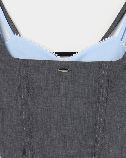 seam frayed bustier tops Gray【Delivery in February 2026】