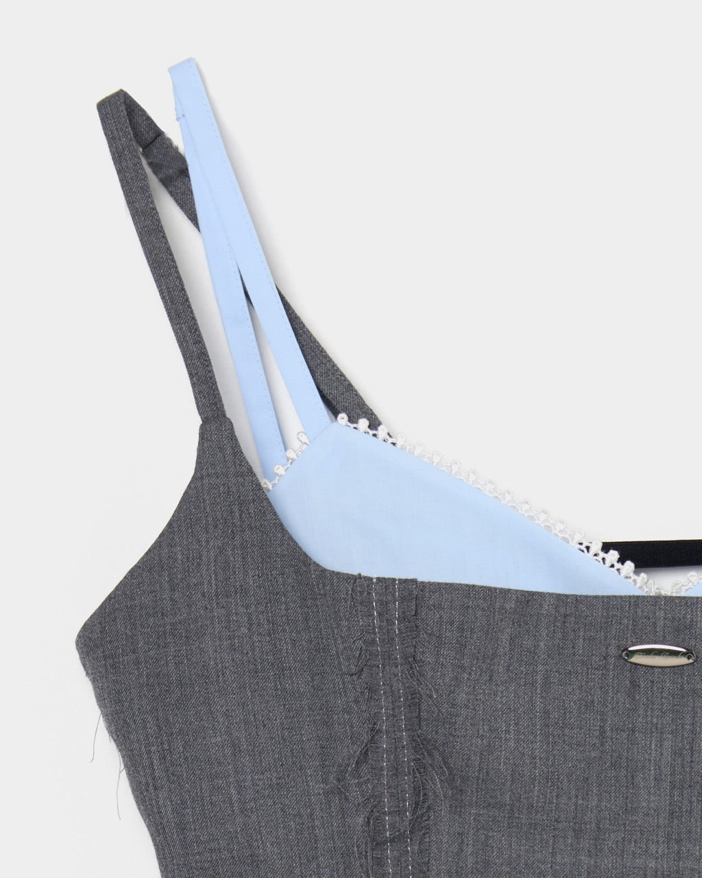 seam frayed bustier tops Gray【Delivery in February 2026】
