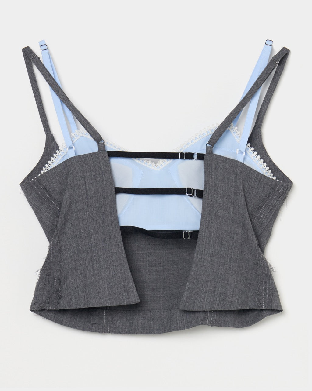 seam frayed bustier tops Gray【Delivery in February 2026】