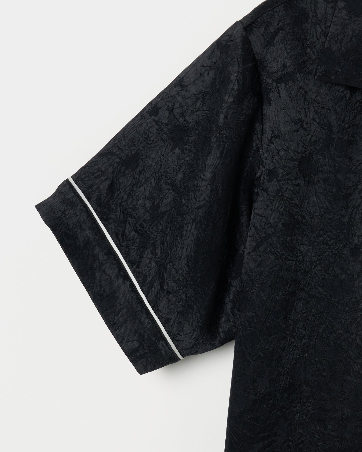 Wild bloom beads embroidery open collar shirt Black【Delivery in March 2026】