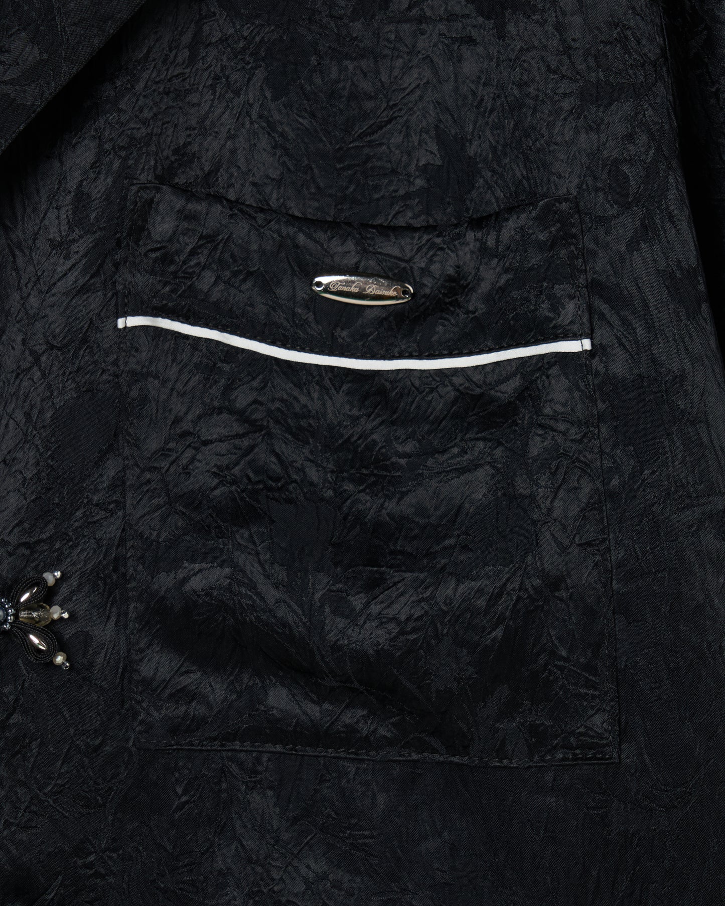 Wild bloom beads embroidery open collar shirt Black【Delivery in March 2026】