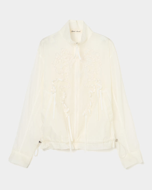 ribbon tulle embroidery wind breaker White 【Delivery in January 2026】
