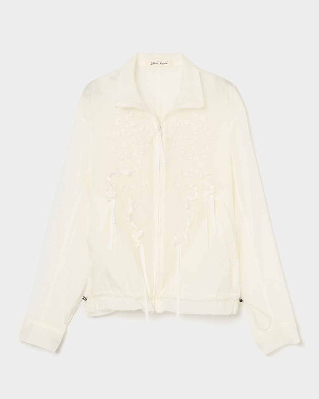 ribbon tulle embroidery wind breaker White 【Delivery in January 2026】