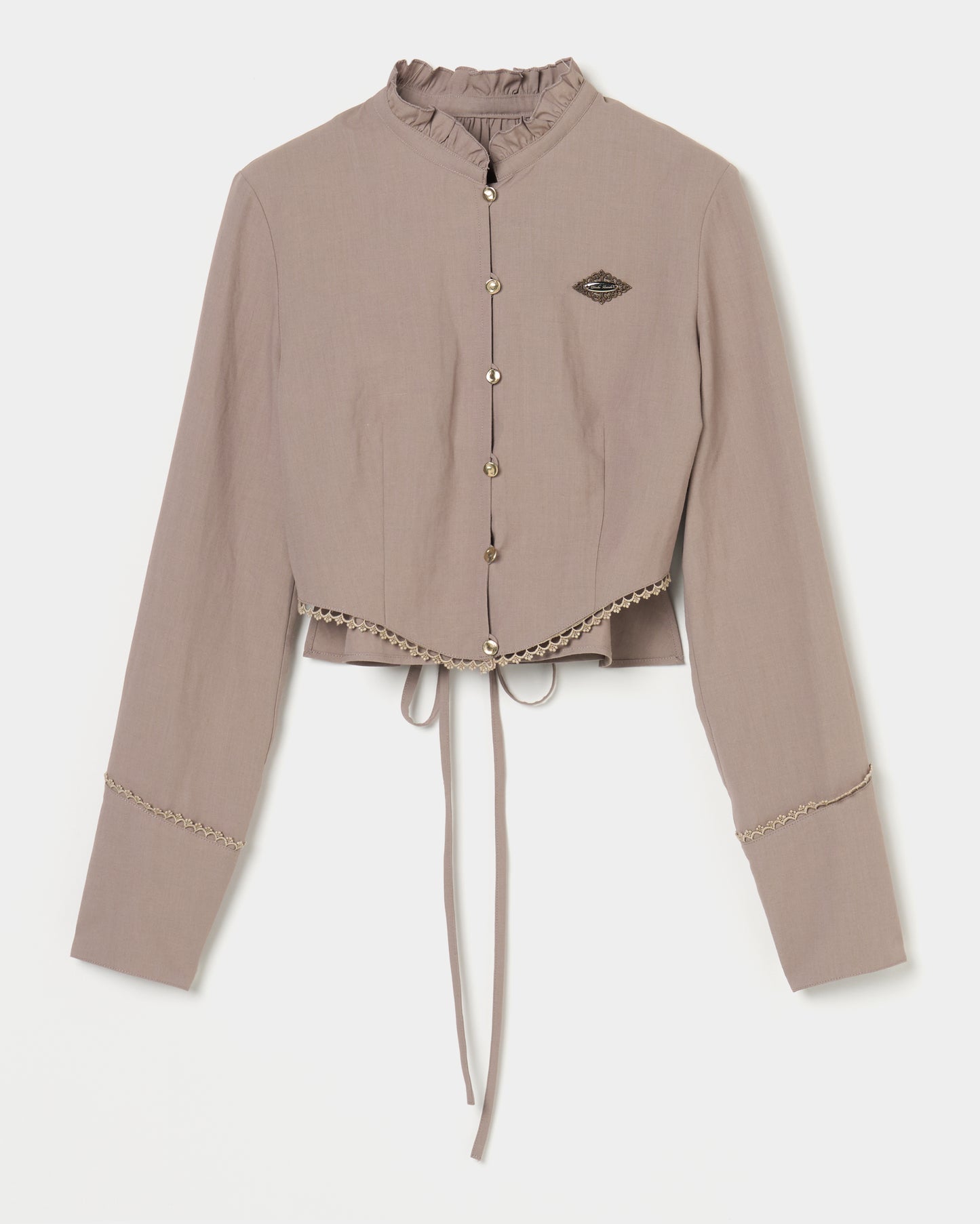 back curtain cropped blouse Olive brown【Delivery in January 2026】