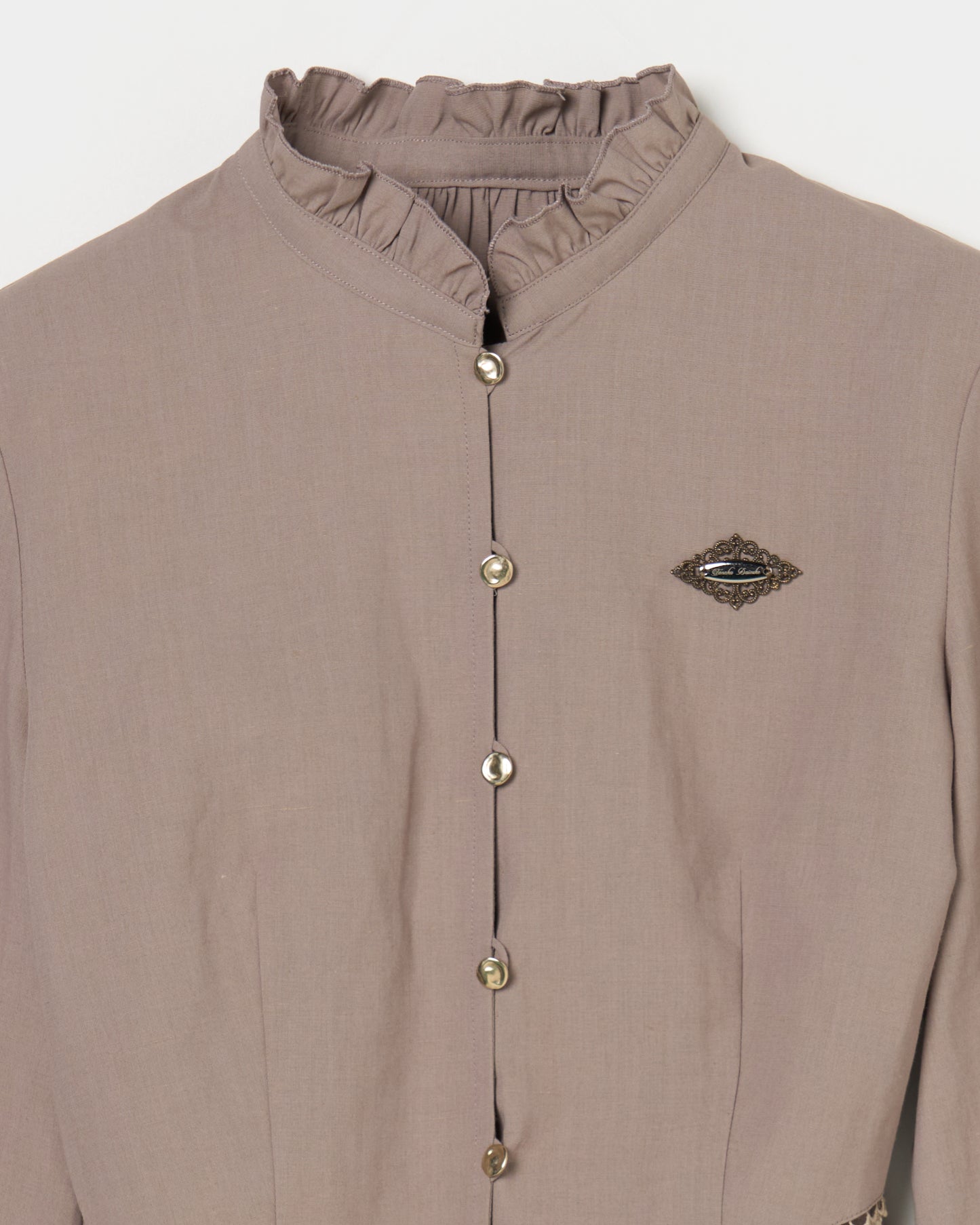 back curtain cropped blouse Olive brown【Delivery in January 2026】