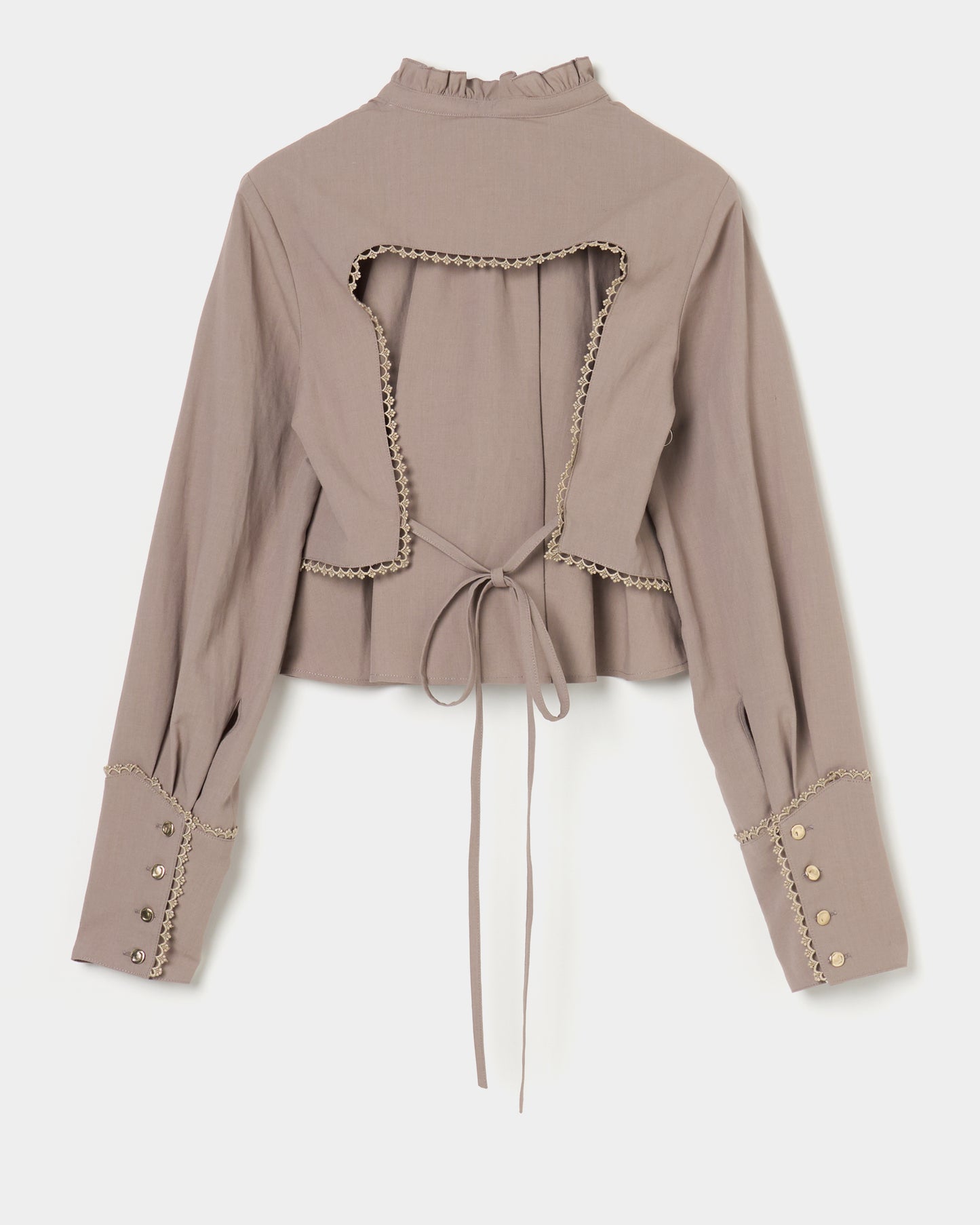 back curtain cropped blouse Olive brown【Delivery in January 2026】