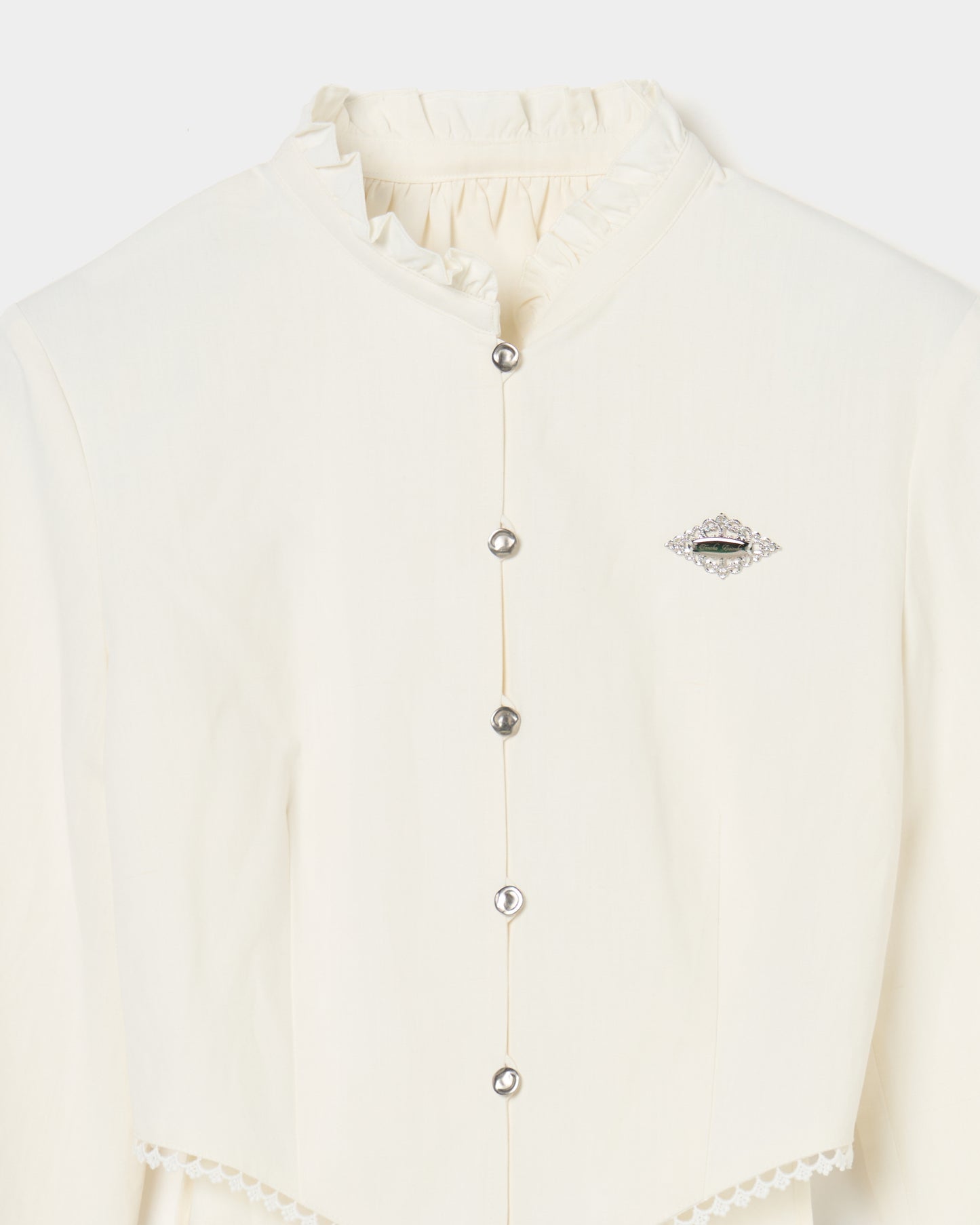 back curtain cropped blouse Off white【Delivery in January 2026】